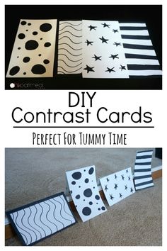 DIY Contrast Cards. Contrast cards are perfect for your newborn baby girl or newborn baby boy. Make these simple cards and see all the benefits to contrast cards for your baby! #baby #babygirl #babyboy