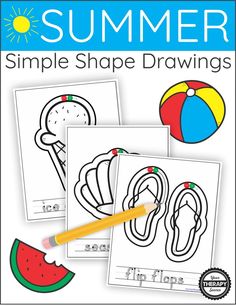 The Summer Simple Shape Drawings digital download includes 20+ simple Summer themed objects to draw around the outline. Students get tired of practicing visual motor skills following a basic path, use these activities to draw something instead. (affiliate)