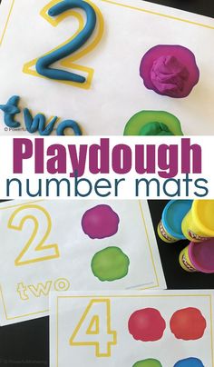 Playdough mats for exploring number identification and number sense. Playdough is a fantastic sensory activity and together this is a fantastic preschool or kindergarten activity! #numberidentification #preschool #kindergarten #printableactivity #learningactivity #playdough