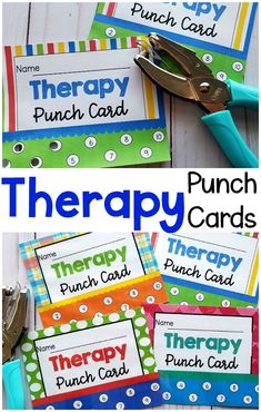 Therapy punch cards. Great reward punch cards. These are great for a physical therapist, occupational therapist, speech therapist, or any other therapist that wants a good way to motivate their kids. This awesome set comes with 10 different options!