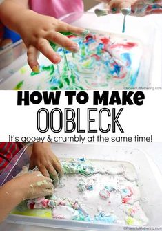 An Ideal oobleck recipe is gooey yet crumbly! Try this super easy oobleck recipe with your kids to demonstrate non-Newtonian fluid and just because it is super fun! Toddlers and preschoolers alike can use this oobleck recipe for sensory and science. #sensory #sensorydough #nontoxic # tastesafe #oobleck #gooey #toddler #preschool