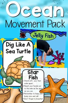 Fun ocean activities for kids! These are perfect for a classroom, summer school, camp, therapies, after school programming, music, physical education and more! These ocean themed activities work great for an ocean or beach unit. They are a great addition to anything ocean and a fabulous way to add fun movement to the day!