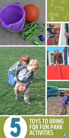 Head to the playground and take these 5 items along for tons of outdoor fun! These five items are easy to bring to the park and there are 15 activities to do with them!