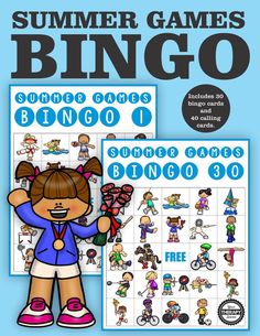 Do you need Summer Games Bingo for your whole class or a large group? This Bingo classroom set is a digital download that includes 40 calling cards and 30 DIFFERENT Bingo boards in color. It is fun for a crowd and easy to play. (affiliate)