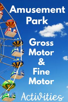 Amusement Park Gross Motor and Fine Motor Activities. So many fun ideas to work on motor skills. I love all of the videos so you can really understand the ideas! I can’t wait to try! Perfect for a classroom, party, physical therapy, occupational therapy and more!