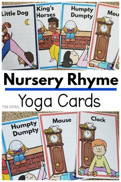 Nursery rhyme yoga is the perfect addition to your nursery rhyme activities. Adding these fun movement based cards and printables make combining learning and movement a breeze! Feel confident you will have fun and engaging nursery rhymed activities to use with your kids when you use Nursery Rhyme Yoga Cards and Printables!