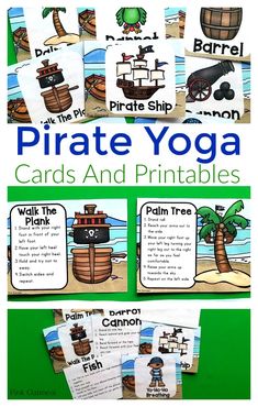 Pirate Yoga Cards and Printables are great activities for kids. These are great for incorporating movement into your lessons plans. Preschoolers will love walking the plank and finding the treasure map!