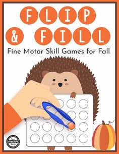 The Fall Fine Motor Activities – Flip and Fill Game digital download includes 10 different fall-themed game boards to practice fine motor skills and encourage hand strengthening. (affiliate)