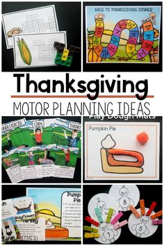 Thanksgiving themed motor planning ideas and activities. Thanksgiving fine motor activities and thanksgiving gross motor activity ideas.