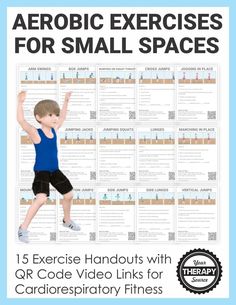 Research tells us that short aerobic exercise sessions can help children with: cognitive flexibility, self-regulation, behavior, and academic achievement! This exercise packet allow therapist to send home therapeutic exercise ideas including video demonstration. None of the exercises require any equipment. These activities encourage: endurance, cardio-respiratory fitness, physical activity, and coordination skills. (affiliate)