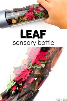 This fall leaf sensory bottle only requires a few materials and is super easy to prep. Just right for your next preschool, pre-k, or kindergarten leaf theme (or just because it’s fall).