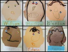 Preschool Self Portraits with Yarn Hair
