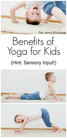 Benefits: Whenever the head is inverted, the vestibular system gets a rush of input. Many kids crave this. The extra weight placed on the arms is great proprioceptive input, helping kids be more aware of their bodies.