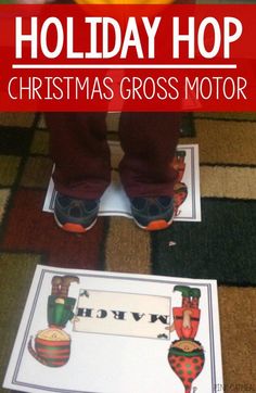 Holiday Hop – Christmas Gross Motor This game is perfect for preschool gross motor, physical education, therapies or at home. Make movement a must in your classroom and home! #christmasactivities #grossmotor #holidaygames #preschoolgrossmotor