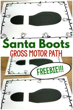 Holiday Gross Motor Game. The Santa boots gross motor path is the perfect gross motor game for the holiday season. This game is FREE for you. Perfect for preschool gross motor, elementary gross motor, physical therapy, and occupational therapy interventions!