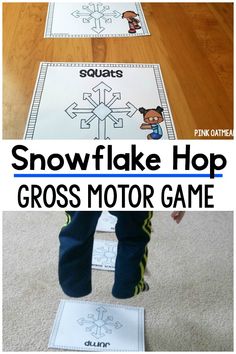 Winter Gross Motor. Snowflake Hop Gross Motor Game