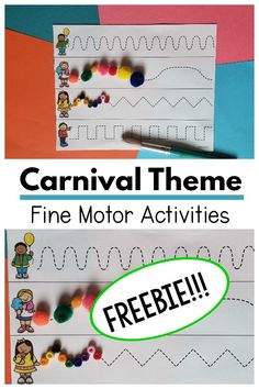 Nothing can beat a carnival theme. Adding fine motor activities to this theme makes combining learning skills and motor skills a breeze. The carnival theme adds a fun twist to praciticing important skills. Get this free pack of fine motor practice today!