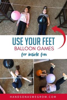 Kids will use the feet instead of their hands with these simple and fun indoor balloon games using just balloons and string at home.