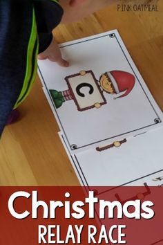 Preschool Christmas Gross Motor – Christmas Relay Race. A fun gross motor game for preschool and up. Race to pick up cards that spell out Christmas. A fun activity for a party, therapy, physical education, or a Christmas party.