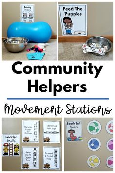 Add movement to your community helpers theme with these movement stations! A perfect way to combine learning and movement! Your preschool students will love the ability to move their bodies like the people in their communities that they are learning about. This is perfect for a preschool classroom, home or therapies!