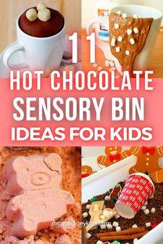 11 Hot Chocolate Sensory Bin Ideas Activities For Kids – We created some new hot chocolate sensory bin ideas for the Holiday season. These are super fun hot chocolate sensory bin activities for kids that can be put together in only a few minutes. Check them out! #hotchocolatesensorybin, #hotcocoasensorybin, #sensorybinideas, #sensoryplayforkids,