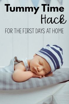 This simple and easy way to do tummy time is perfect when bringing your newborn baby girl or newborn baby boy home from the hospital. This makes tummy time easy in the first days at home with a new baby!