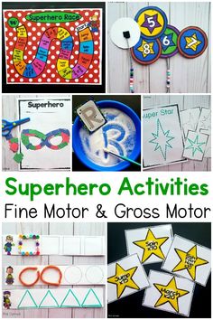 Superhero activities that work on both fine motor skills and gross motor skills. This week full of motor planning ideas is perfect for your superheros!