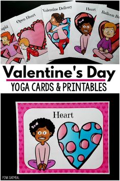 Valentine’s Day Yoga For Kids. Valentine’s day movement and yoga activity cards that are perfect for a classroom, daycare, home, or therapy session. Easy front to back printing for pictures and descriptions. Great for a Valentine’s Day Party!