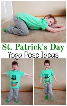 Kids yoga poses for St. Patrick’s Day. This would be a fun preschool activity or to use for a brain break for the classroom. This St. Patrick’s Day activity is beneficial for everyone!