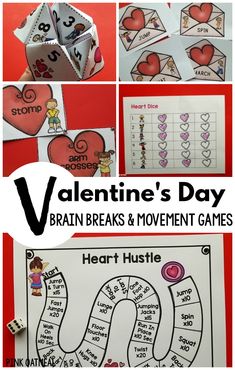 Valentine’s Day activities that promote physical activity. A variety pack of Valentine’s Day games that include relays, dice games, cootie catchers, brain break cards and more! These are perfect for a Valentine’s Day party activity, physical education or therapies. #Valentinesday #preschool