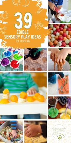 Edible sensory play ideas for kids (especially babies and toddlers) that put everything in their mouth. Most materials are from the pantry!