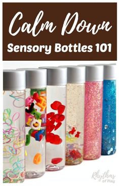 Calm down sensory bottles are used for portable no mess safe sensory play for babies, toddlers, and preschoolers, to calm an anxious child, to help children learn to meditate, and as a “time out” timer for kids. This article includes links to resources available to help learn more about their uses and how to make DIY sensory bottles. #learntomeditate