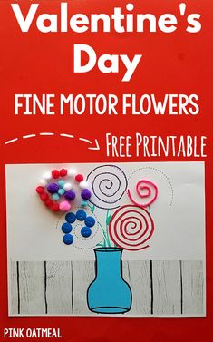 Valentine’s Day printables perfect for working on fine motor skills. Get these fun flowers Valentine’s Day Printables and make a bouquet for your Valentine!