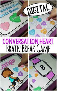 Brain breaks on conversation hearts! An awesome way to move in the month of February! This digital game allows the kids to pick their moves and watch the clock count down as they perform their moves! A must for preschool gross motor, kindergarten brain breaks, elementary school brain breaks, and occupational or physical therapy. Fun to use in physical education. Use these on your whiteboards, computers, or tablet and get moving!