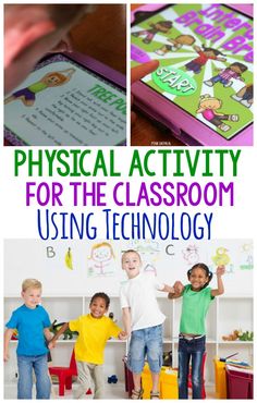 Fun ways to incorporate physical activity in the classroom using technology available in classrooms. Brain breaks for an entire class, individuals or small groups! Really great ideas plus some games and interactive ways to move! #physicalactivity #technology #pediatrics #brainbreaks