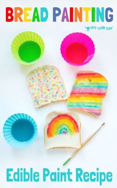 Rainbow Bread Painting for Kids is the perfect way to combine art and food in a fun and creative way. This activity is perfect for children of all ages! Kids will have a blast painting on slices of bread with edible, colourful paints. When they’re done, they can enjoy their one-of-a-kind work of art by eating it! With Rainbow Bread Painting for Kids, the possibilities are endless – you’ll never create the same artwork twice! #kidscraftroom #breadpainting #ediblepaint #edibleart #sensoryplay