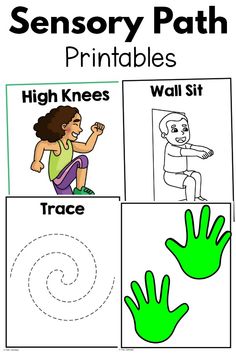 A simple way to add wall exercises to your sensory paths or motor paths. Print, laminate, and go! You will have a variety of activities to choose from and easy ways to change up your motor and sensory paths!