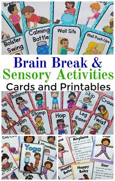 Brain breaks in the classroom. Sensory activities. Kids yoga poses. A great collection of brain breaks, sensory break cards, and yoga cards! These are great for a classroom, physical therapy, occupational therapy, physical education, and home!