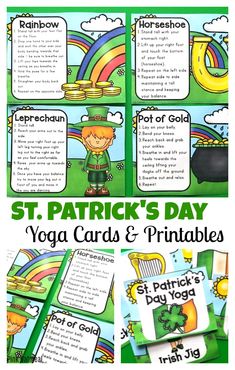 Check out these fun St. Patrick’s Day Yoga Cards that kids will love! Kids will love doing these yoga moves while finding the pot of gold and leprechauns! Perfect for preschoolers, kindergarten and up. Fun activities to try at a party! #kidsyoga