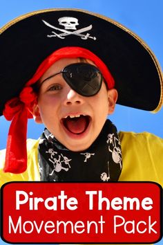 Super fun pirate theme activities that promote movement! If you love a pirate theme you will love the pirate themed movement pack. It’s perfect for adding fun physical activity into the day! Great for a preschool pirate theme or preschool gross motor as well.