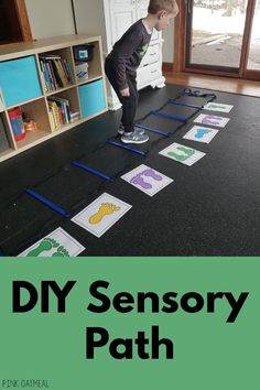 DIY Sensory Path and Motor Path | A fun way to create your own sensory path or motor path for your school, classroom, therapy room, daycare and more. Save money and make your own with a few simple supplies and printables! Change it up for the season, holiday or theme.