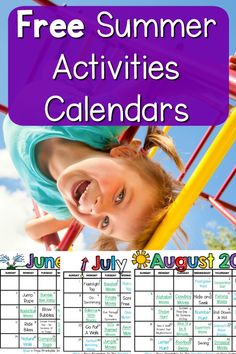 Free printable summer activities calendars. Use these in digital format as well! An activity for each weekday that promote movement and physical activity. Fun ways to keep the kids physically active all summer long.