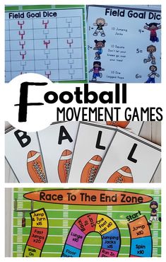 Football activities for kids! These are perfect for football parties or for football classroom activities! Football printables that are fast and easy to use with movement in mind. Use these as a brain break, for physical education or your football party!