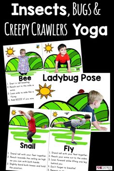 Super fun kids yoga with an insects, bugs, and creepy crawlers yoga theme! I love how real kids are being used in the poses!