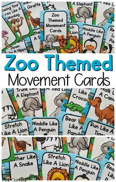A great way to add movement to your zoo unit! The zoo themed movement cards are perfect for your zoo themed classroom, preschool gross motor, kindergarten gross motor, brain breaks and therapy sessions! A fun way to combine learning and movement!