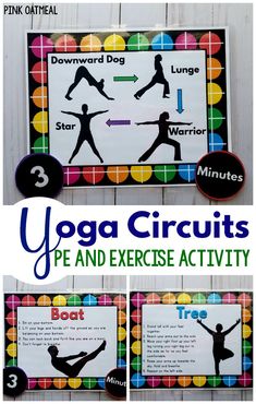 Physical education and exercise activities. These yoga circuits are great for younger and older kids. Love all the different options, poses, and sequences! Great for a classroom, physical therapy, occupational therapy, physical education or brain break! Fun yoga poses for kids!