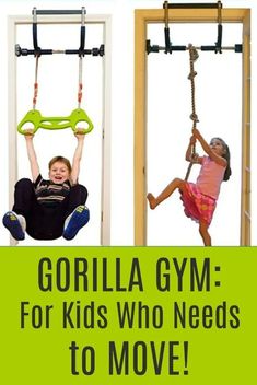 Gorilla Gym Kids with Indoor Swing, Plastic Rings, Trapeze Bar, Climbing Ladder, and Swinging Rope – Gross Motor, Proprioception, Vestibular Movement