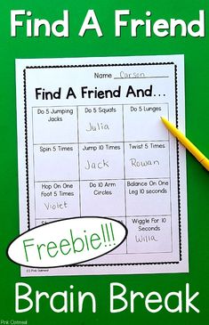 Fun back to school activity! This is great for a brain break and getting in physical activity for the beginning of the year. A great break the ice activity that also incorporates physical activity. A must for the beginning of the school year and a fun activity that can be used all year long! #brainbreak #backtoschool