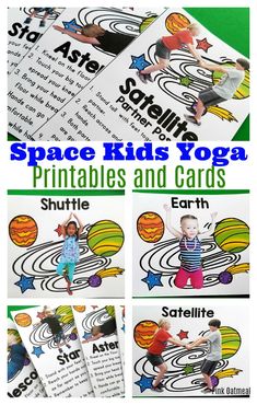 Space kids yoga printables and cards are perfect brain breaks for your space and planet lessons. Kids will enjoy these activities while moving like asteroids, shuttles and stars. Preschoolers will love to see these real kids in the fun poses! Great for toddlers, preschool and up!