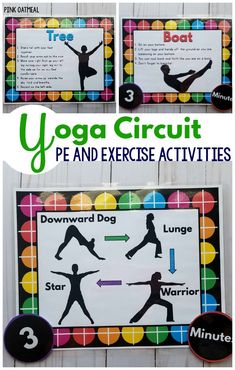 Yoga for the classroom, home or therapy! Yoga circuits are fun for kids yoga. They are great for physical education or exercise activities.Use them in the classroom, physical education, OT, PT, or SLP!